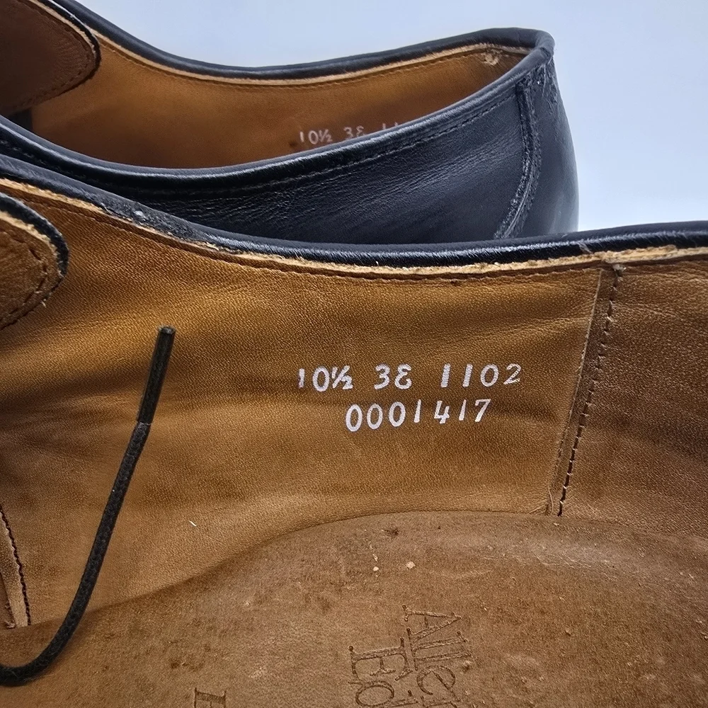 Allen Edmonds Shoe Mens 10.5 3E Burton Black Apron Toe Derby Oxford Dress
